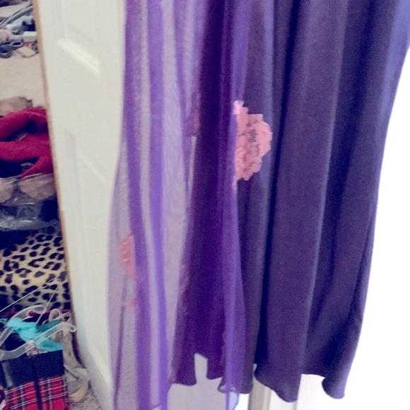 Long silk purple and mauve negligee - Half see-through on sides … - Picture 10 of 17